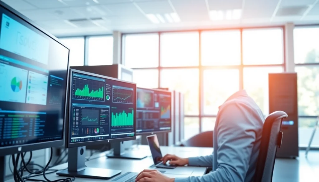 Optimize server management with a professional IT setup showcasing advanced monitoring tools.