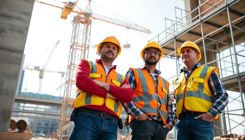 Dynamic teamwork among construction workers defining New Jersey Commercial General Contractor projects.