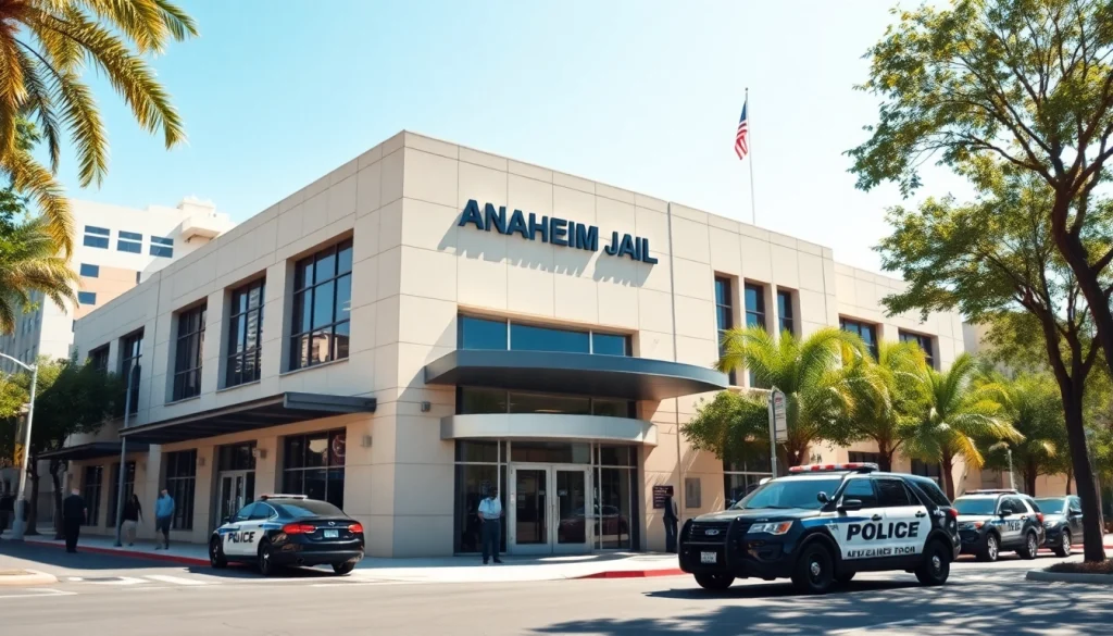 Visit the Anaheim Jail police station with its prominent architecture and welcoming street atmosphere.