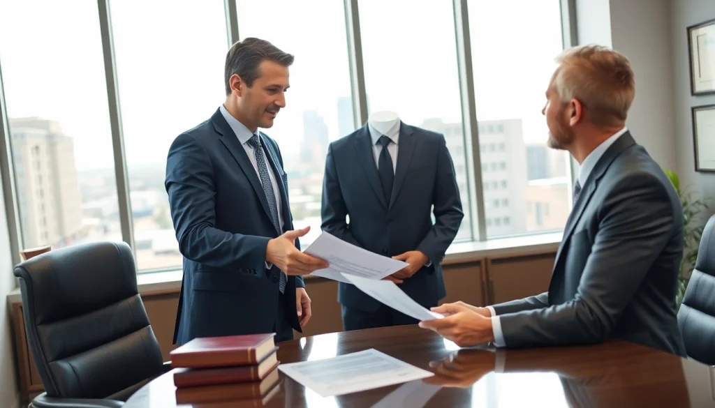 Consulting with a South Dakota truck accident lawyer in a professional office environment.