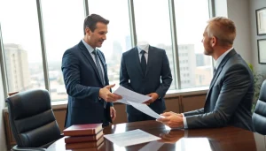 Consulting with a South Dakota truck accident lawyer in a professional office environment.