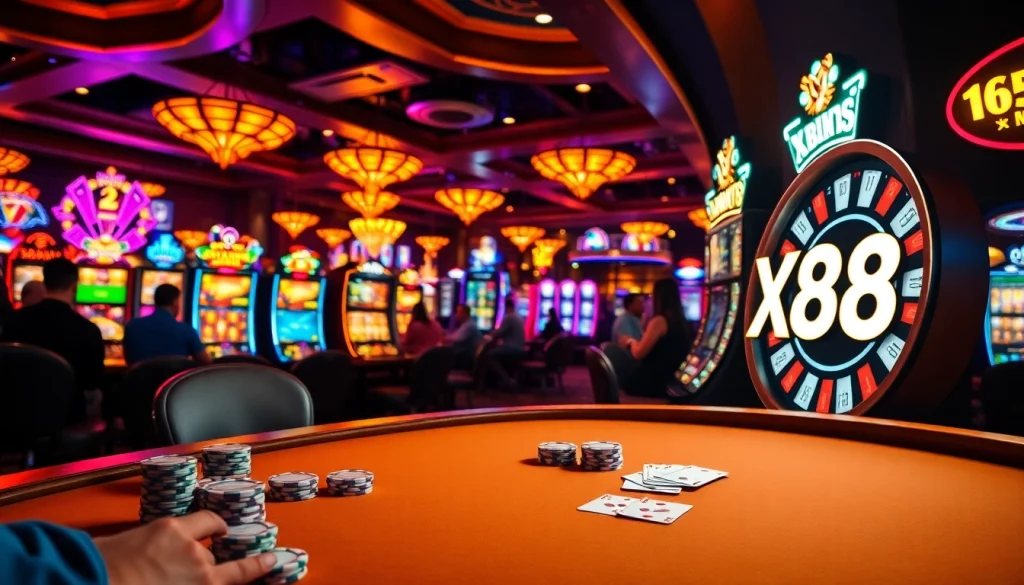 Experience the thrill of HUGE wins at XX88 with intense poker action and vibrant slot machines.