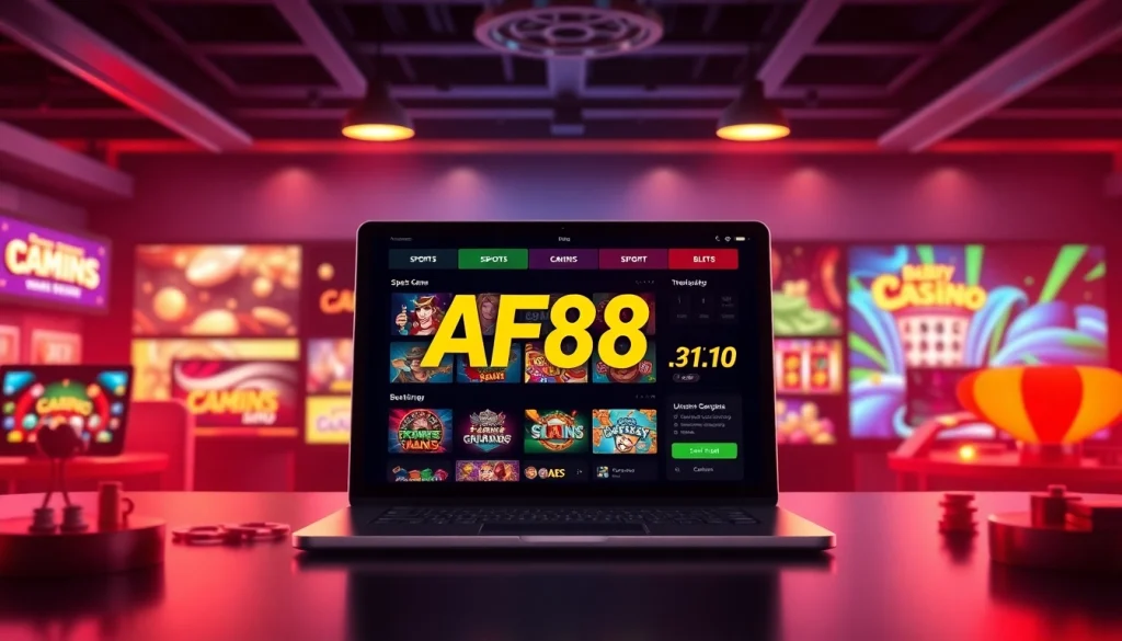 Interactive AF88 com online gambling platform with vibrant game displays.