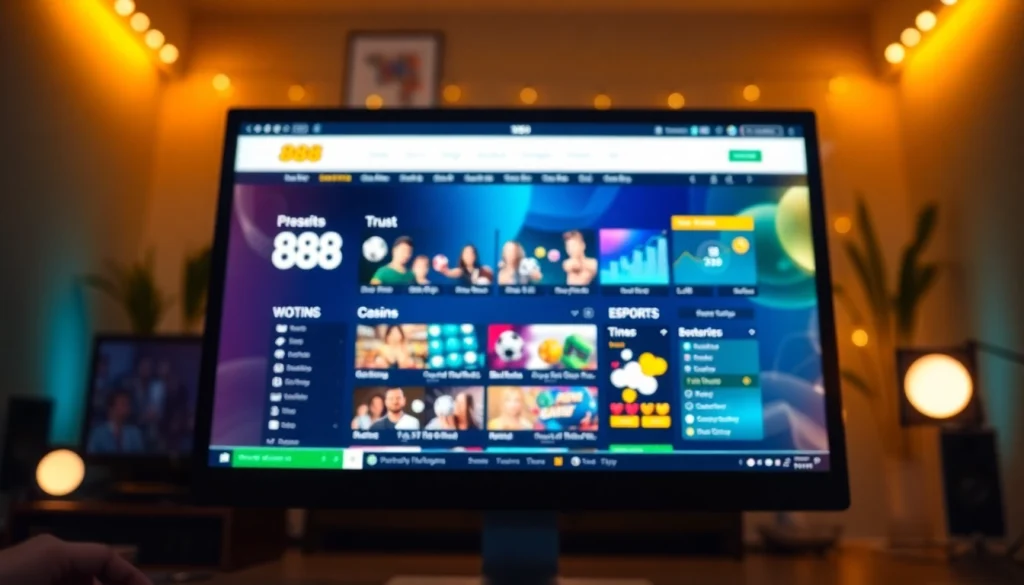 Engaging online betting interface on 888 new platform showcasing various gaming options.