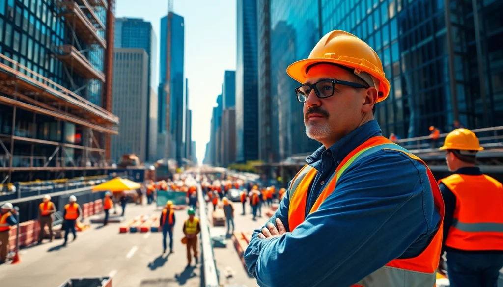 Construction manager overseeing a project on the New York City Construction Manager job site.
