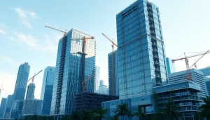 Visual representation of international real estate development highlighting urban construction and progress.