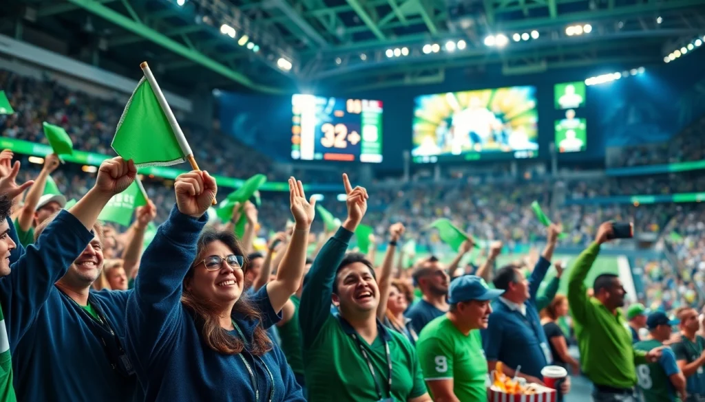 스포츠중계와 함께 응원하는 열정적인 팬들의 생생한 장면.