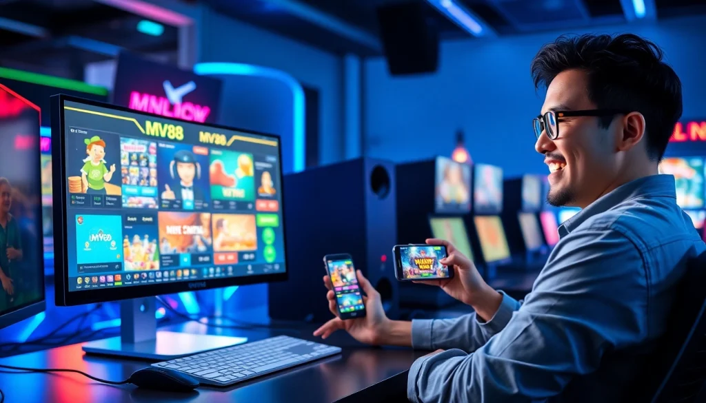 Exciting MV88 game scene showcasing vibrant digital casino elements for online players.