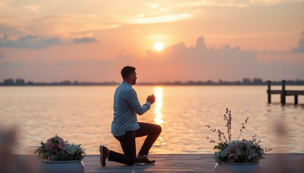 Stunning sunset proposal at scenic places to propose in Tampa, capturing love and emotion.