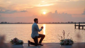 Stunning sunset proposal at scenic places to propose in Tampa, capturing love and emotion.