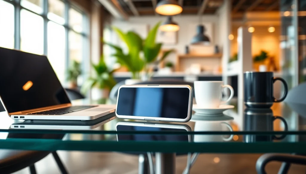 Showcase of the innovative 888 new tech gadget in a modern workspace setting.