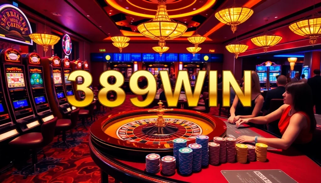 Experience thrilling gameplay at 389WIN with players engaging at the casino table.