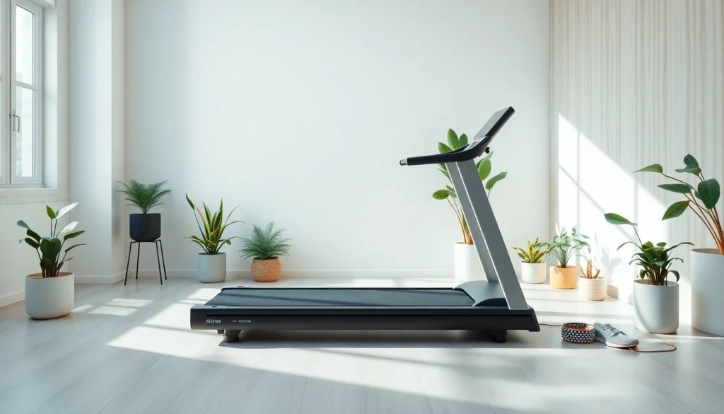 Innovative walking pad treadmill by a leading manufacturer in a modern home gym setting