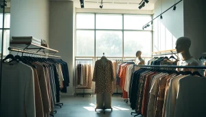 Limited edition fashion display in a stylish boutique with unique pieces.