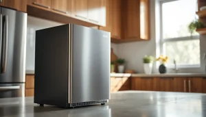 Mini freezer displayed elegantly in a modern kitchen, highlighting its sleek design and functionality.