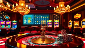 Experience the excitement at Nhà cái MMOO with a vibrant online gambling scene featuring roulette and slot machines.