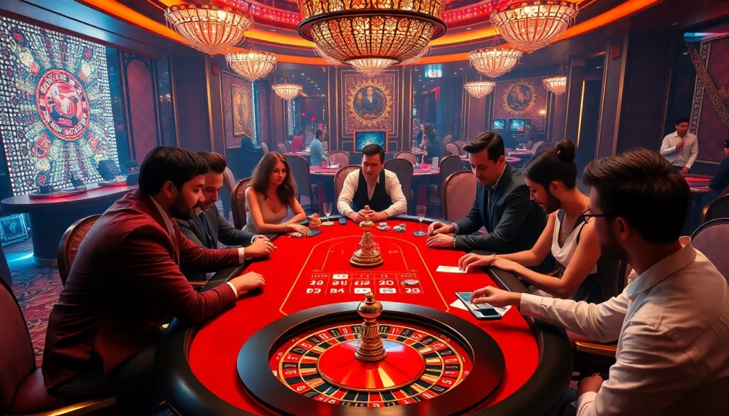 Experience the thrill of gambling as players engage in vào shbet không bị chặn at an elegant casino table.