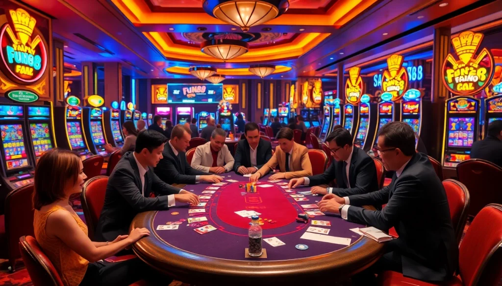 Experience thrilling gameplay at Fun88 with upscale poker tables and vivid slot machines.