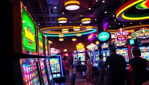 Petani toto bermain permainan slot online dengan semangat tinggi di kasino cerah.