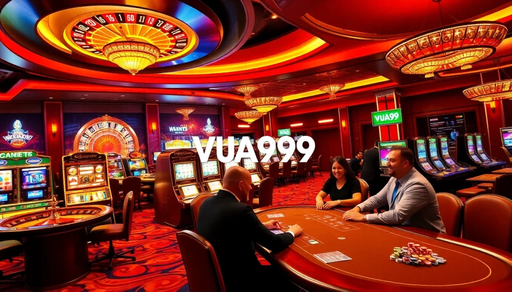 Engaging players at VUA99 casino tables filled with excitement and luxury.