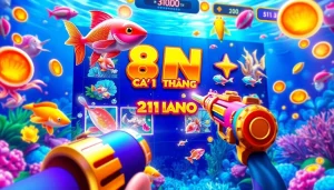 Bắn cá đổi thưởng gameplay interface showcasing colorful fish and underwater action in a vibrant online casino.