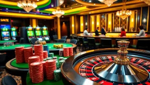 Experience high-stakes excitement at https://bl555.direct/ with vibrant images of casino gaming tables and players.