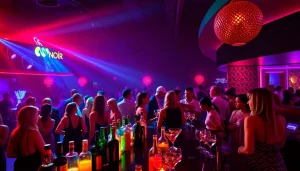 Energetic nightlife at Club sxm with stylish patrons enjoying signature drinks and vibrant ambiance.
