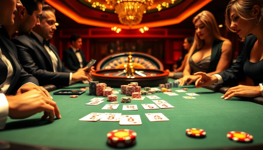 Experience the thrill of gaming at a poker table with link s8 devices in a luxurious casino setting.