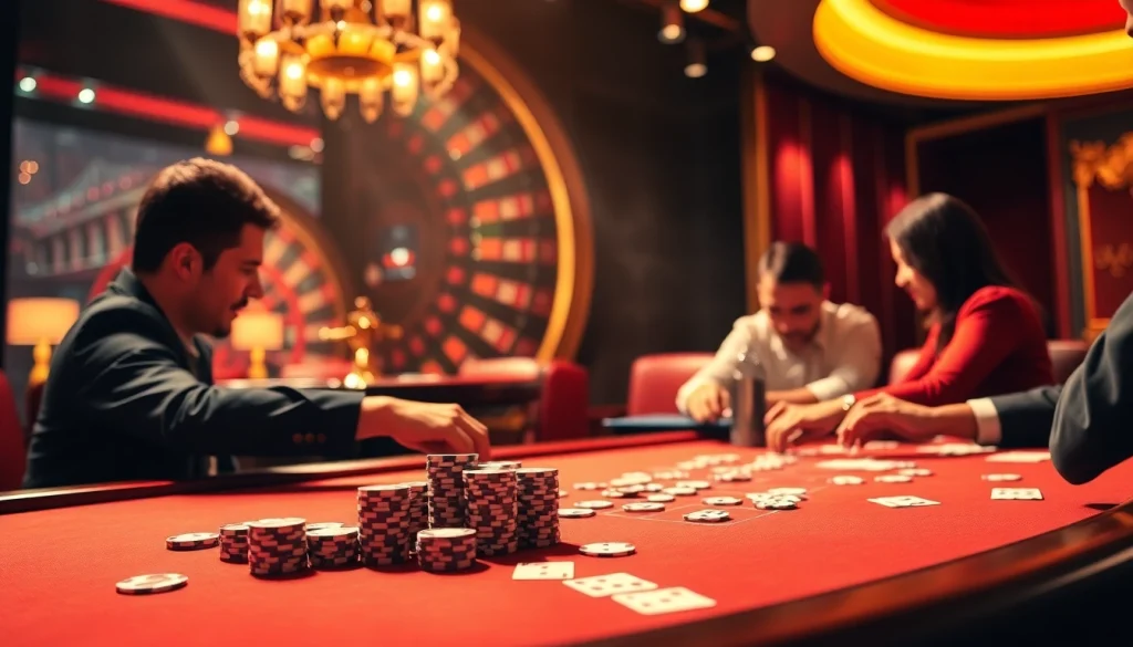 Experience a thrilling game at UU88 with high-stakes poker and vibrant casino elements.