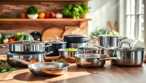 Cookware NZ setup featuring various pots and pans designed for culinary enthusiasts.