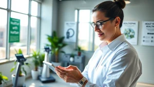 Enhance your healthspan with a professional health coach reviewing wellness data in an inviting office.