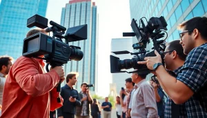 Showcasing a Video Production Company Phoenix team filming in an engaging corporate setting.