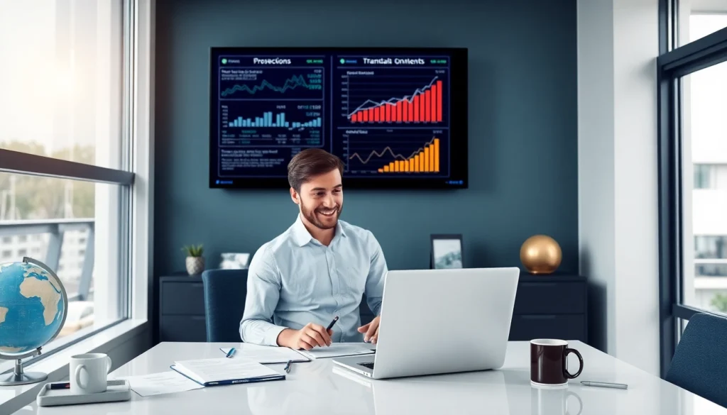 Księgowość dla firmy transportowej w profesjonalnym biurze, w którym księgowy analizuje dane finansowe.