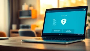 Download vpn fre with ease on a laptop, featuring a user-friendly VPN setup screen.