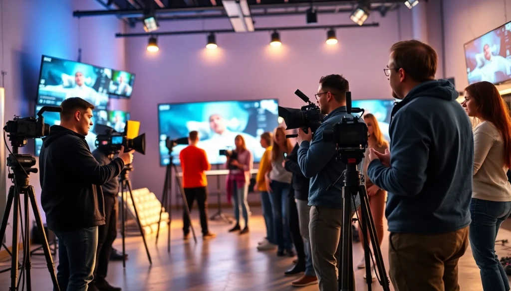 Engaging scene from a Video Production Company Phoenix showing a diverse team filming in a studio.