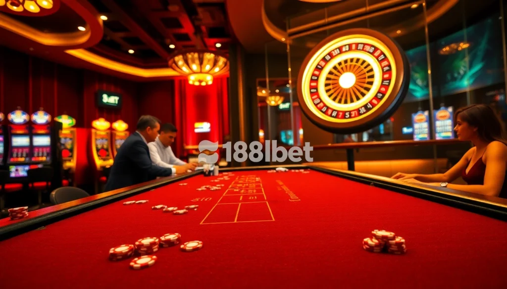 188bet players enjoying a thrilling game at a luxurious casino table full of excitement.