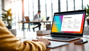 Design customized proposal writing document with interactive elements in a modern workspace.