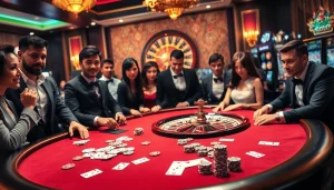 Engage in thrilling casino action at hi88.photo with an elegant poker table scene featuring vibrant gambling elements.