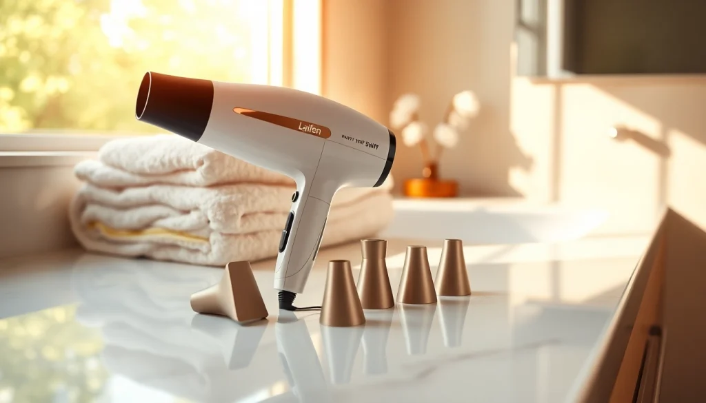 Experience the powerful Laifen Swift Special hair dryer with three versatile nozzles.
