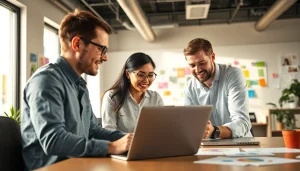 Engaging team collaboration in Edmonton web design that showcases creativity and innovation.