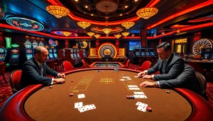 Engaged players at a luxurious poker table highlighting nhà cái 789win gaming excitement.