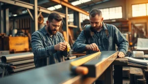 Find expert steel fabricators near me focusing on detailed craftsmanship and precision in a workshop.