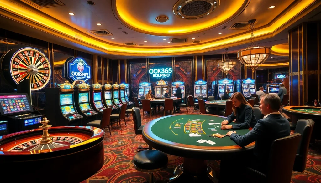 Engaging scene at Nhà cái OK365 showcasing vibrant casino games and professional gambling atmosphere.