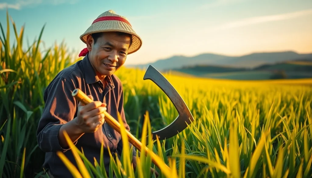 Petani toto menangkap momen panen padi dengan teknik tradisional di ladang.