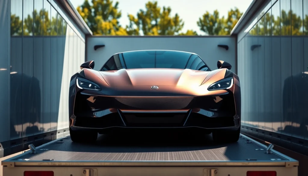 Transporting a luxury vehicle safely with https://luxuryautocarriers.com ensuring secure enclosures.