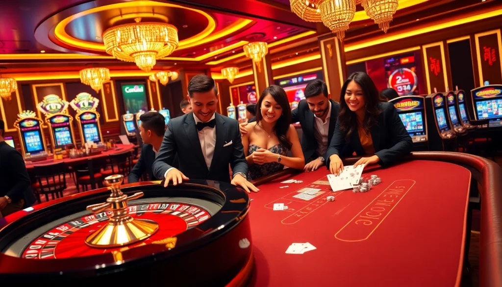 Experience the excitement of gambling at i9bet with a vibrant casino scene showcasing thrilling games.