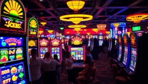 Menyaksikan permainan slot gacor terbaru dengan pemain merayakan kemenangan jackpot di kasino.