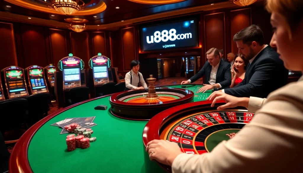 Experience the thrill of betting with u888.com at a luxurious casino table.