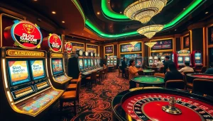 Experience thrilling Slot Gacor Hari ini with players celebrating wins at vibrant, luxurious casino machines.