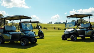 Experience the performance of activ ev golf carts on a lush golf course, featuring modern design.